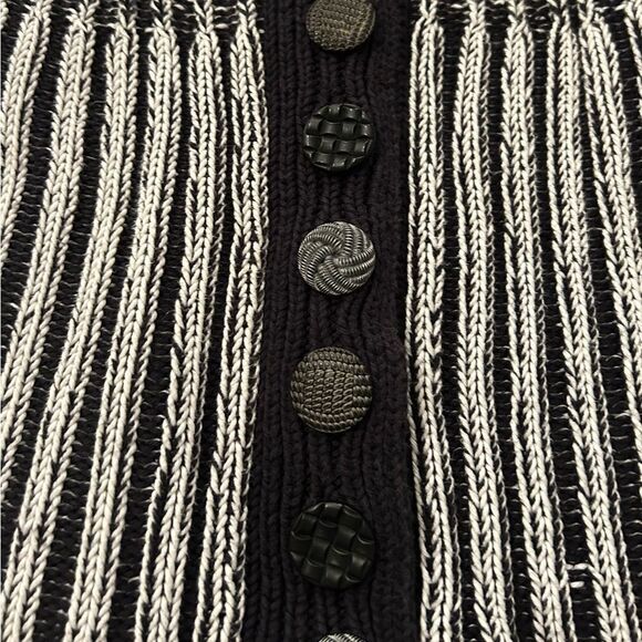 Pure Brand Black White English Handmade Cotton Cardigan Sweater Medium Large - Picture 9 of 12